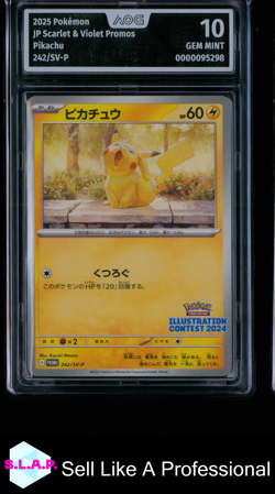 PIKACHU ILL CONTEST 2024 POKEMON 242/SV-P 2025 PRM NON HOLO JAP AOG GEM MINT 10 - Image 1