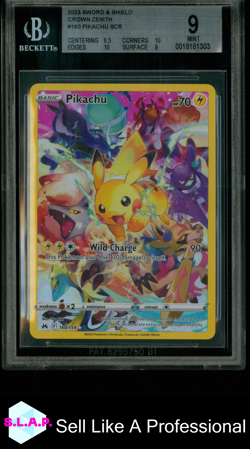 PIKACHU POKEMON 160/159 2023 CROWN ZENITH HOLO ENGLISH BGS MINT 9 - Image 1