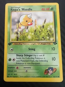 Pokemon TCG Gym Challenge 1st Edition Koga's Weedle 82/132 Regular VLP - Image 1