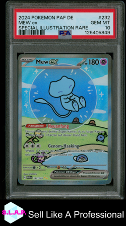 MEW EX SPECI4L ILLUSTRATION RARE POKEMON GER PAF PALDEAN FATES 2024 232 PSA 10 - Image 1