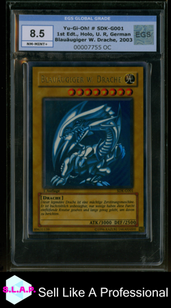BLAUAUGIGER W. DRACHE YU-GI-OH! 2003 SDK-G001 1ST ED. HOLO UR GERMAN EGS 8.5 - Image 1