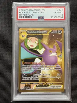 PSA 10 Team Rocket's Crobat EX 242/182 Destined Rivals Pokemon Card - Image 1