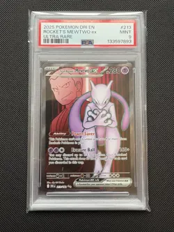 PSA 9 Team Rockets Mewtwo Ex 213/182 Destined Rivals Pokemon Card - Image 1