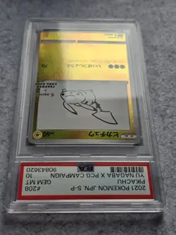PSA 10 Pikachu Yu Nagaba Promo 208/S-P Japanese Pokemon Card *Marked Case - Image 3