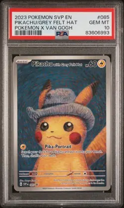 Pokemon x Van Gogh Museum: Pikachu with Grey Felt Hat Promo Card - PSA GEM MT 10 - Image 1