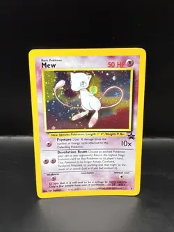Pokemon TCG Mew 2000 WOTC Black Star Promo 9 Holo League Pokemon Card Swirl B - Image 2