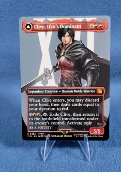 MTG TCG Final Fantasy Clive, Ifrit's Dominant Borderless 0385 Reg Mythic Dbl Sid - Image 1