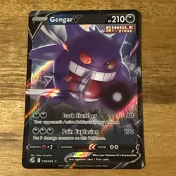 Pokemon Card Gengar v 156/264 Fusion Strike Half Art Holo Ultra Rare NM - Image 1