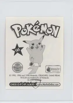 Pikachu Merlin Pokemon Album Stickers #165 1999 - Image 2