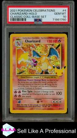 CHARIZARD-HOLO CLASSIC COLL-BASE SET POKEMON CELEB CLSC. COLL. 2021 4 PSA 10 - Image 1