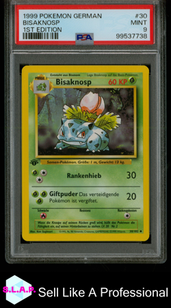 BISAKNOSP 1ST EDITION POKEMON GERMAN 1999 30 PSA 9 - Image 1