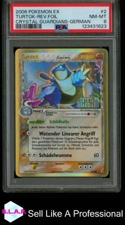 TURTOK-REV.FOIL CRYSTAL GUARDIANS-GER POKEMON EX CRYSTAL GUARDIANS 2006 2 PSA 8 - Image 1