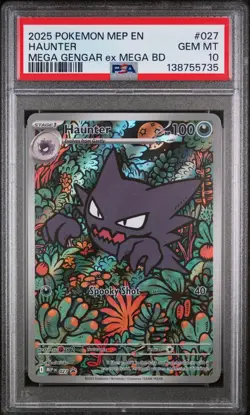 2025 POKEMON MEP MEGA BATTLE DECK PROMO #027 HAUNTER PSA 10 - Image 1