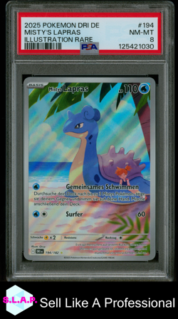MISTY'S LAPRAS ILL RARE POKEMON GER DRI DE-DESTINED RIVALS 2025 194 PSA 8 - Image 1