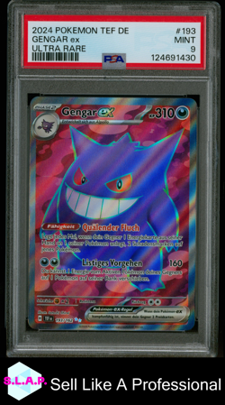 GENGAR EX ULTRA RARE POKEMON GERMAN TEF DE-TEMPORAL FORC3S 2024 193 PSA 9 - Image 1