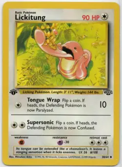 Pokemon Lickitung 38/64 1999 WOTC Jungle Set 1st Edition Ungraded good cond. - Image 1