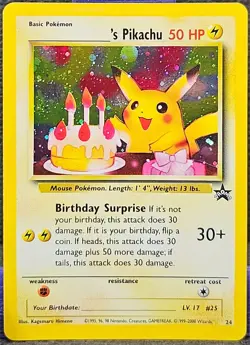 2000 POKEMON PROMO BLACK STAR #24 BIRTHDAY _______'s PIKACHU-HOLO (LP-MP) - Image 1
