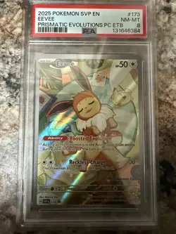 Pokemon Center Stamp PC ETB Promo Prismatic Evolutions Eevee #173 Psa 8 - Image 1
