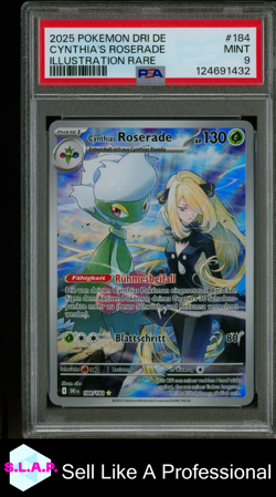 CYNTHIA'S ROSERADE ILL RARE POKEMON GER DRI DE-DESTINED RIVALS 2025 184 PSA 9 - Image 1