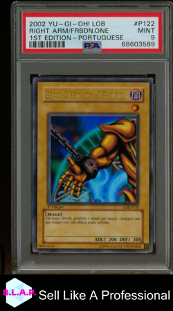 RIGHT ARM/FRBDN.ONE 1ST EDITION-PORTUGUESE YU-GI-OH! LOB 2002 P122 PSA 9 - Image 1
