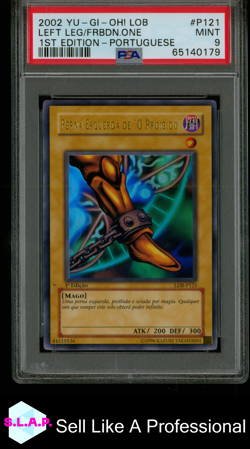 LEFT LEG/FRBDN.ONE 1ST EDITION-PORTUGUESE YU-GI-OH! LOB 2002 P121 PSA 9 - Image 1