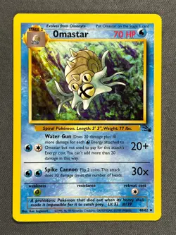 Omastar 40/62 Base Set Series Fossil UNCOMMON Stage 2 Pokemon Card 1999 WOTC NM - Image 1