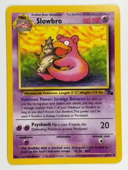 Slowbro 43/62 Base Set Series Fossil UNCOMMON Stage 1 Pokemon Card 1999 WOTC NM - Image 1