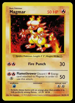 Pokemon Card - Magmar Base Set (Shadowless) 36/102 Uncommon - Image 1