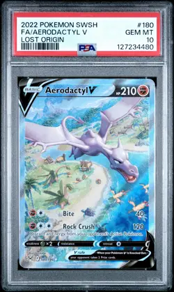 PSA GEM MT 10 - Fa/Aerodactyl V Lost Origin Pokemon Sword & Shield Lost Origin 1 - Image 1