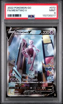 PSA 9 Mewtwo V #072 2022 Pokemon GO Full Art - Image 1