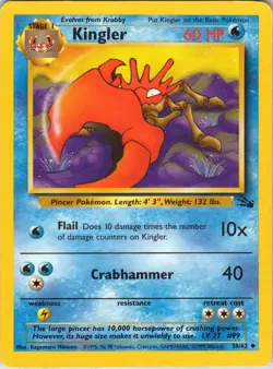Kingler - Pokemon TCG Fossil 38/62 Rare Lightly Played LP Read Description - Image 1