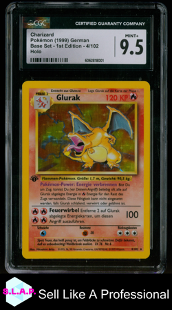 GLURAK POKEMON 4/102 1999 BASE SET 1ST EDITION HOLO DEUTSCH CGC 9.5 - Image 1