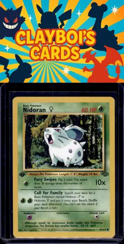 Nidoran F Jungle Pokemon 57/64 First Edition Common Near Mint or Better - Image 1