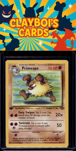 Primeape Jungle Pokemon 43/64 First Edition Uncommon Near Mint or Better - Image 1