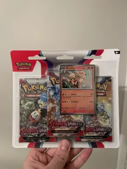 Pokemon TCG Scarlet and Violet Base Set - 3 Pack Triple Booster Blister Arcanine - Image 1