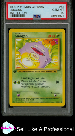 SMOGON 1ST EDITION POKEMON GERMAN 1999 51 PSA 10 - Image 1