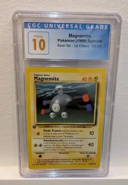 Pokemon 1999 1st Edition Base Set Spanish Magnemite 53/102 CGC Pristine 10 - Image 1
