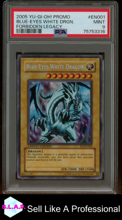 BLUE-EYES WHITE DRGN. YU-GI-OH! PROMO FORBIDDEN LEGACY 2005 EN001 PSA 9 - Image 1