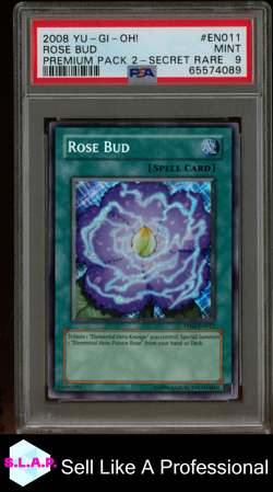 ROSE BUD YU-GI-OH! PREMIUM PACK 2 - SECRET RARE 2008 EN011 PSA 9 - Image 1