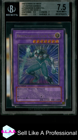 ELEMENTARHELD GLOW NEOS YUGIOH STON-DE036 2007 STRIKE /NEOS 1ST UR DE BGS 7,5 - Image 1