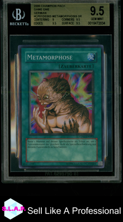 METAMORPHOSE YUGIOH CP01-DE003 2006 CHAMPION PACK 1 SUPER RARE DE BECKETT 9,5 - Image 1
