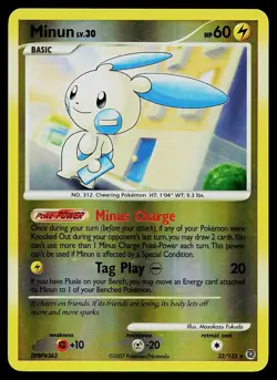 Pokemon Card - Minun Secret Wonders 32/132 Rare Reverse Holo - Image 1