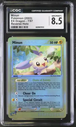 CGC 8.5 Minun 2003 EX Dragon 7/97 Reverse Holo Pokemon Card - Image 1