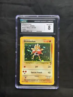 Pokemon Cards: Base Set 2 Rare Holo: Hitmonchan 8/130 CGC 8 - Image 1