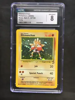Pokemon Cards: Base Set 2 Rare Holo: Hitmonchan 8/130 CGC 8 - Image 2