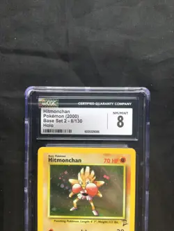 Pokemon Cards: Base Set 2 Rare Holo: Hitmonchan 8/130 CGC 8 - Image 3