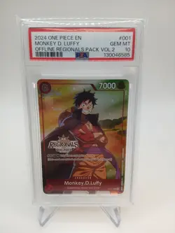 MONKEY D LUFFY P-001 OFFLINE REGIONALS PSA 10 GEM MINT, 2024 ONE PIECE CARD GAME - Image 1