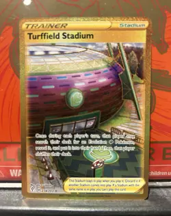 Turffield Stadium Gold Card Pokemon TCG Evolving Skies 234/203 Pack Fresh Mint - Image 1