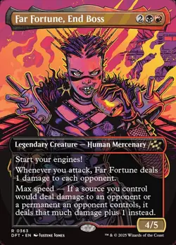 Far Fortune, End Boss (Borderless) Foil NM MTG Aetherdrift DFT DRC Magic - Image 1