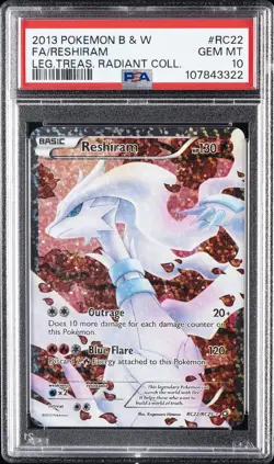 2013 POKEMON B&W LEGEND TREASURES RADIANT COLL #RC22 FULL ART/RESHIRAM PSA 10 - Image 1